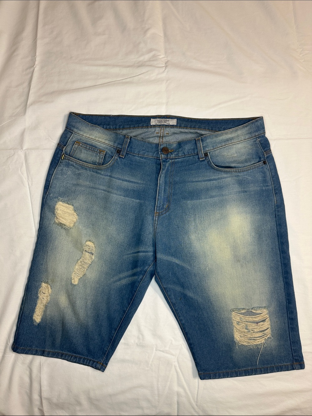 Golden Denim Men's Light Blue Distressed Jean Shorts - 40